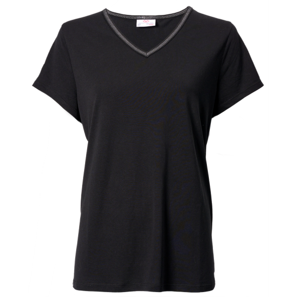 Women's Black  V-Neck T-Shirt